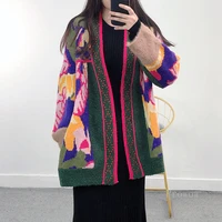indie folk flower cardigan plus size cardigan women long open stitch kimono cardigan 2021 autumn winter sweater coat knit jacket