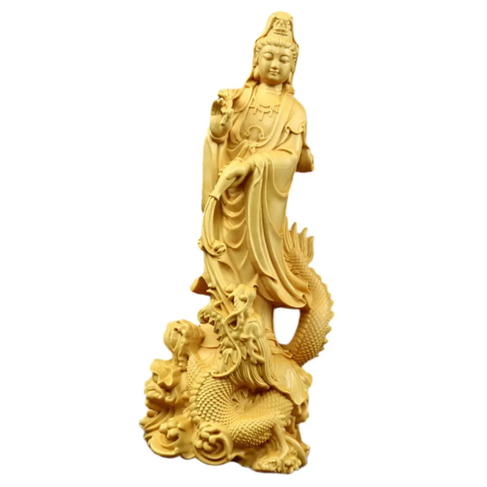 

Kwan-yin Statue Chinese Carving Crafts Temple Ornament Wooden Decoration