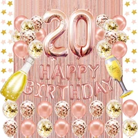 20th happy birthday party decoration supplies wine latex confetti balloons star garland fiesta ins new background decor set