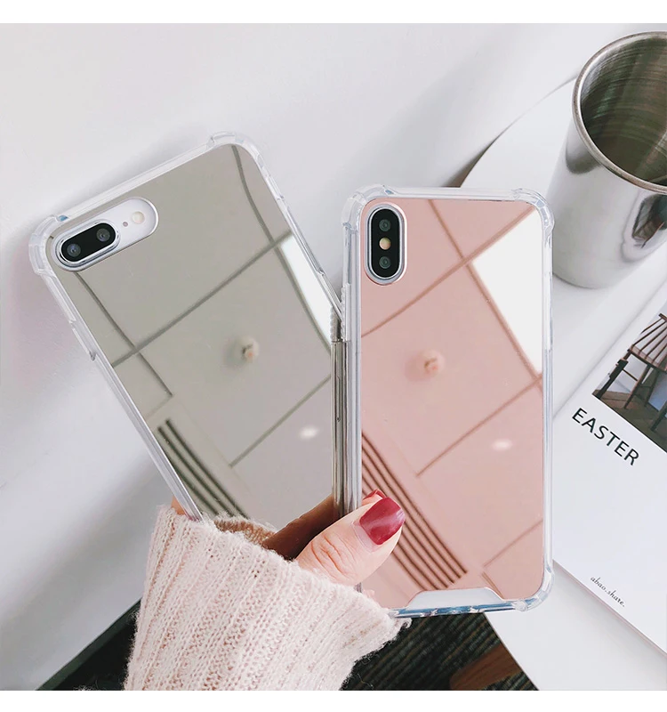 Противоударное Зеркало чехол для телефона для iphone 6s 6 7 8 plus X XR XS Max Симпатичные, из мягкого ТПУ чехол для samsung S8 S9 S10E Plus Note 9 8 funda