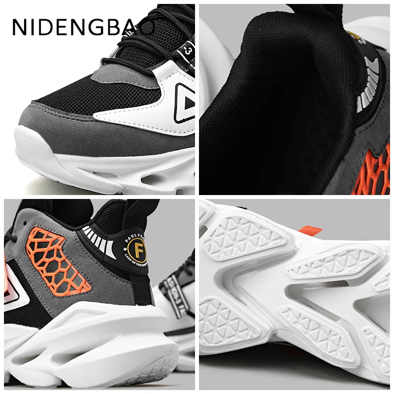 Mens Sneakers High Top Trendy Mesh Breathable Damping Walking Jogging Running Sports Shoes Male Casual Trainers Tenis Masculino