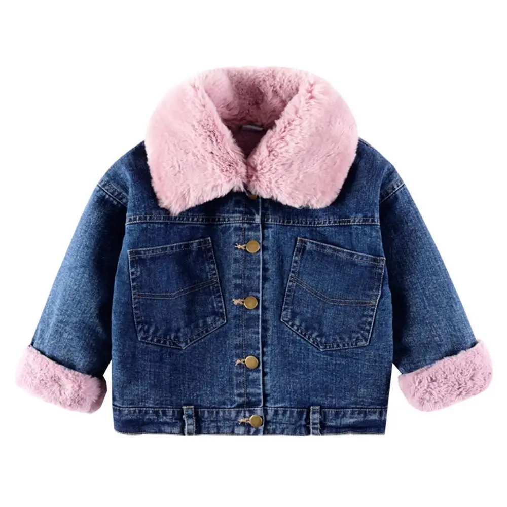 Winter jackets girls coats baby toddler girl thicken kids denim warm collar coat fashion children's clothing outerwear | Детская