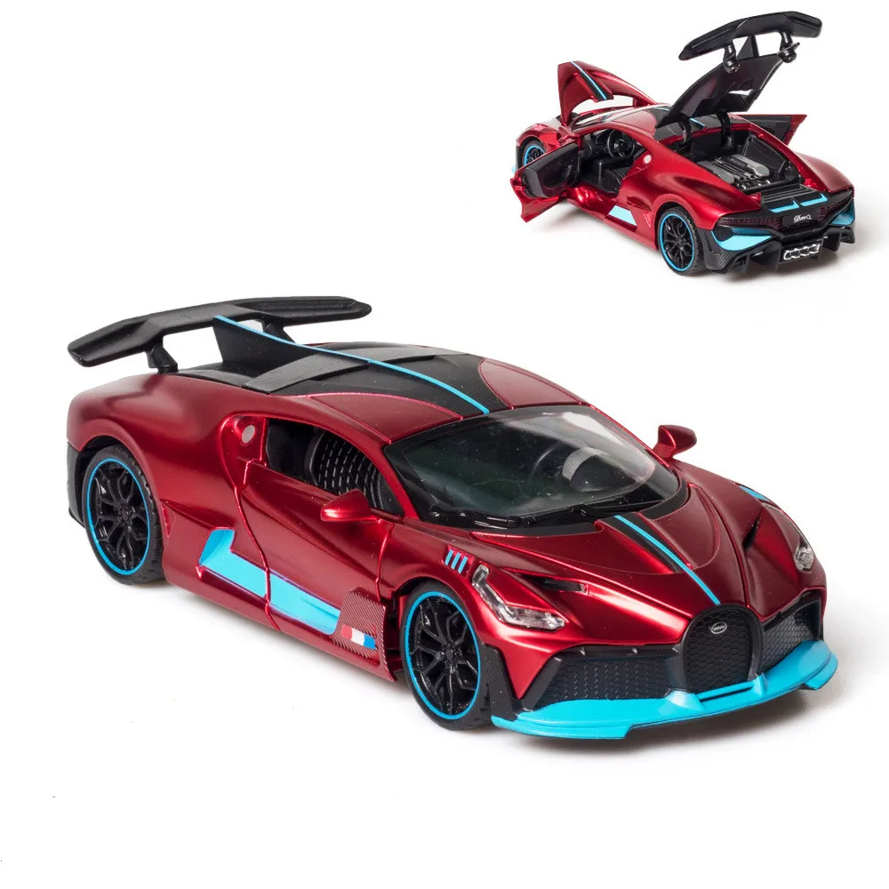 

1/32 Alloy Bugatti DIVO Super Sports Car Model Toy Die Cast Pull Back Sound Light Toys Vehicle For Children Kids Gift Collection