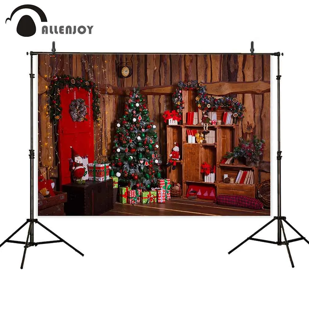 Allenjoy Рождественский Фотофон зимний деревянный дом книжная полка сосновый фон