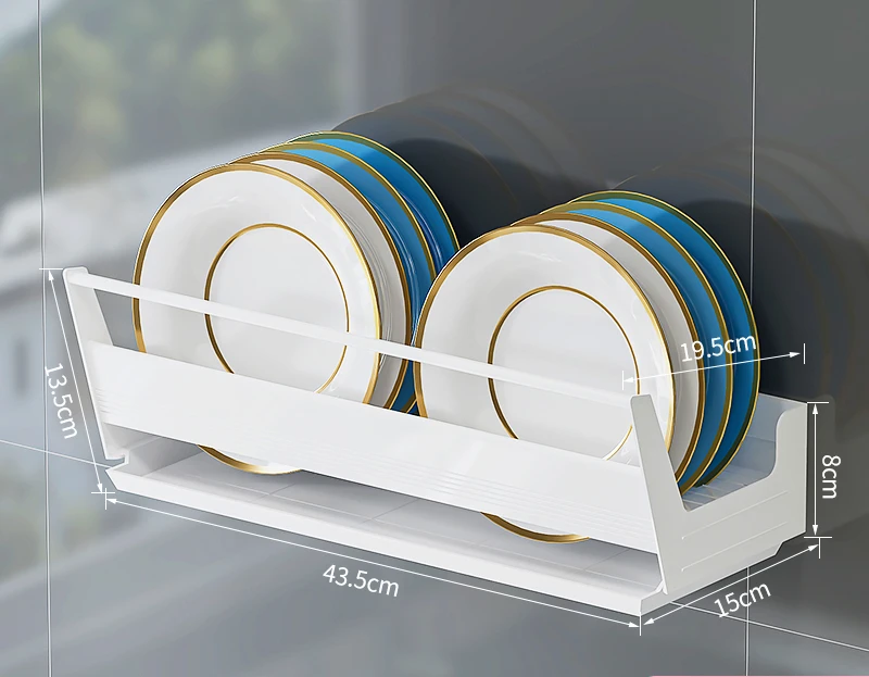 

White Wall Mounted Aluminum Alloy Kitchen Storage Rack for Knives Cutlery Holder Hanging Hooks Chopping Board Lid Tool Organizer