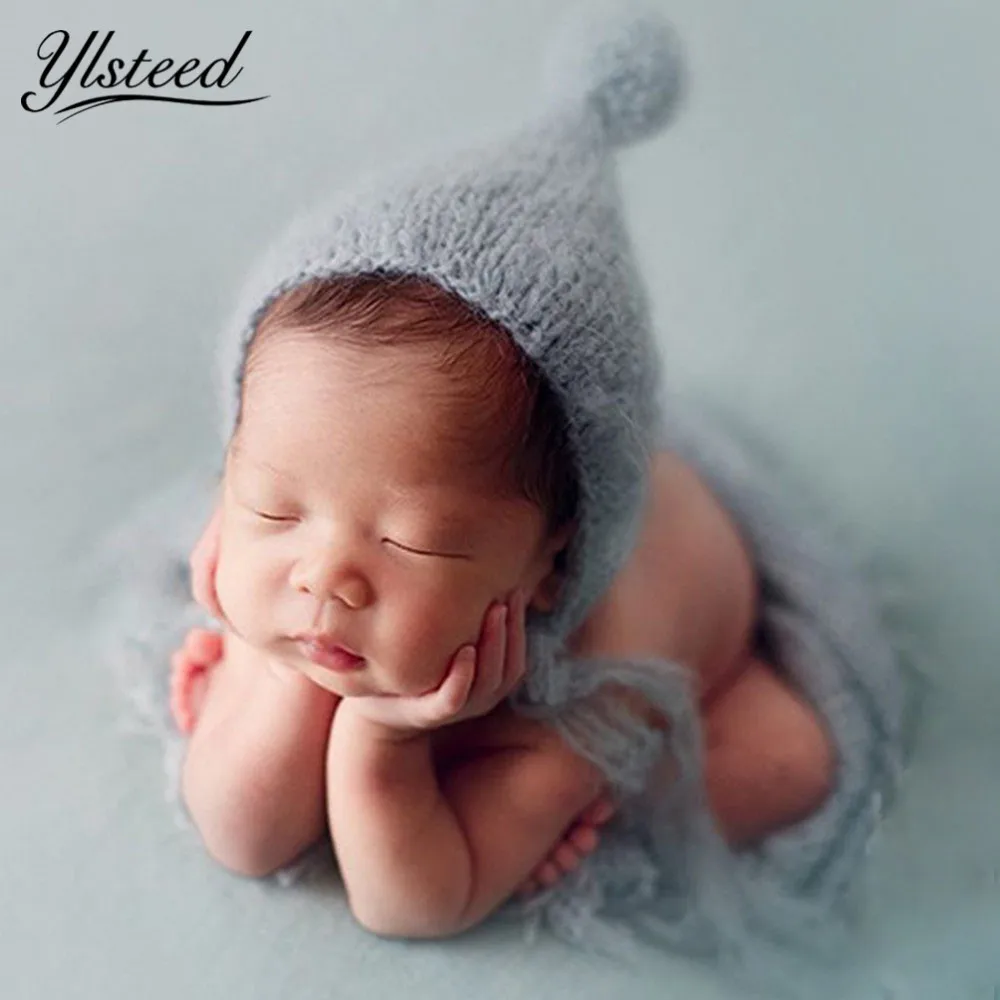 Вязаная крючком шапка Ylsteed для новорожденных; реквизит для фотосъемки новорожденных; шапка с помпонами для новорожденных; аксессуары для фотосъемки; вязаная детская шапочка