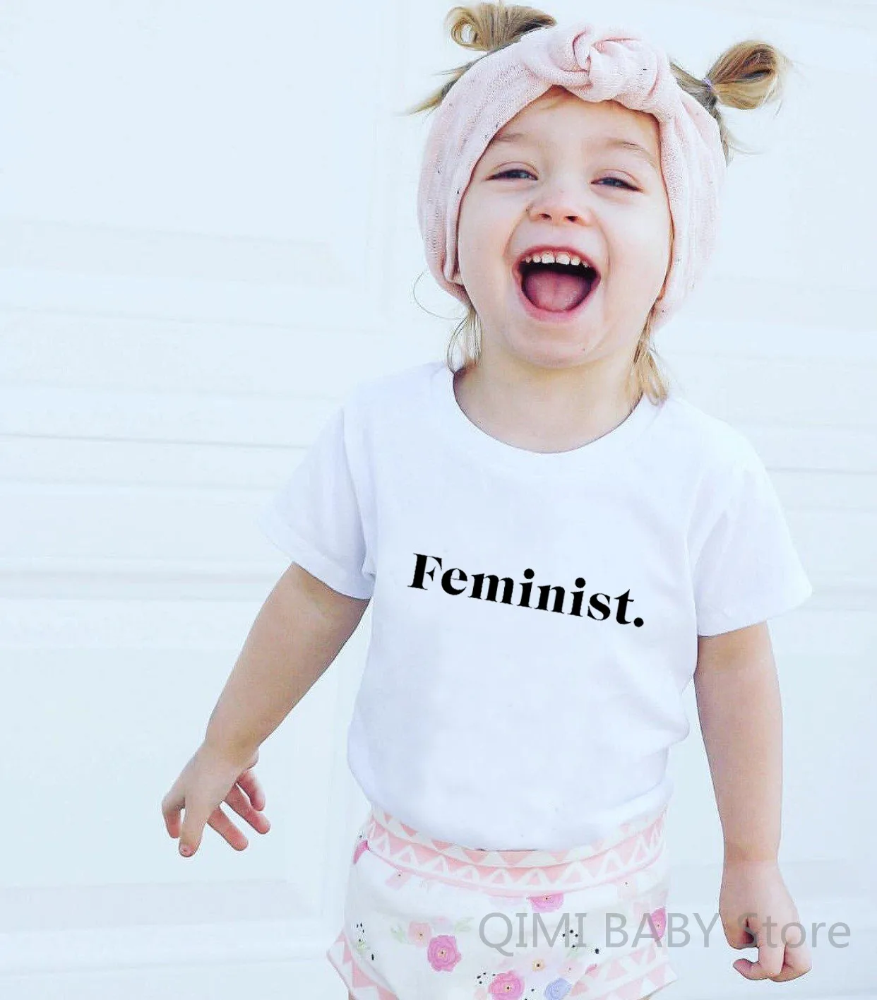 Feminist Toddler Infant Newborn Baby Short Sleeve Tshirt Children White T-shirt Kids Cool Slogan Tops Unisex Girl Boy Tee