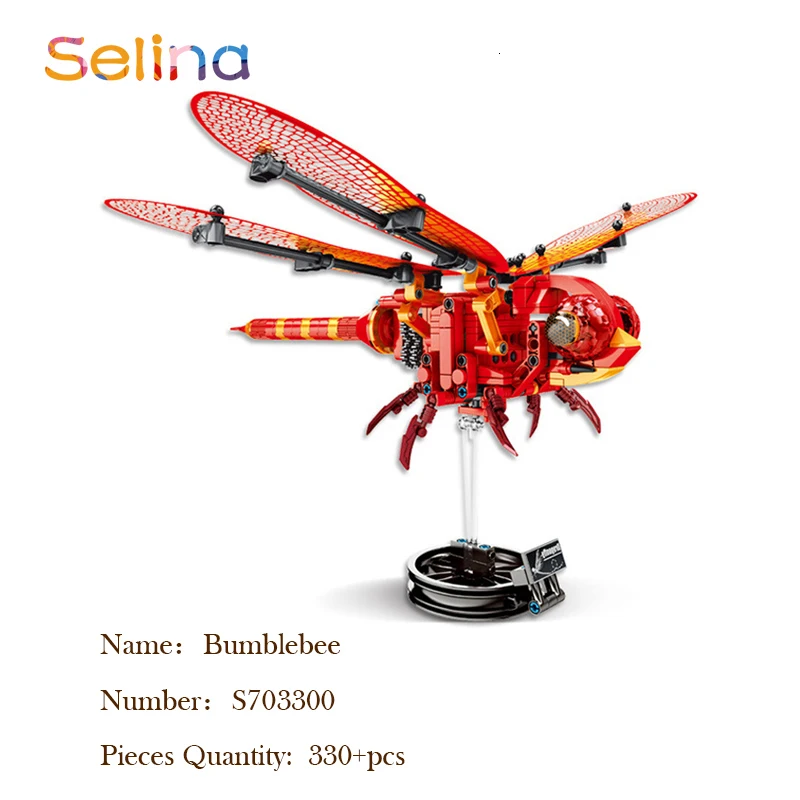 Конструктор бамбель с имитацией насекомых Красная стрекоза | Игрушки и хобби