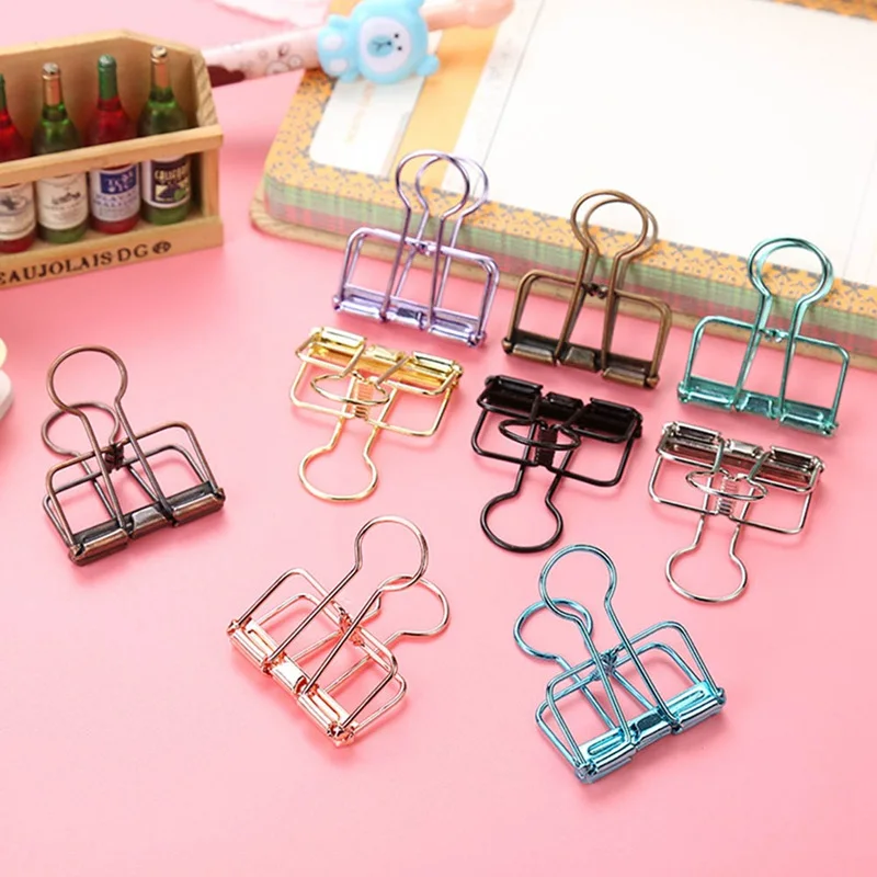 

3 Size Multi Color Hollowed Out Design Binder Clip For Office School Paper Organizer Stationery Supply Decorative Metal Clips