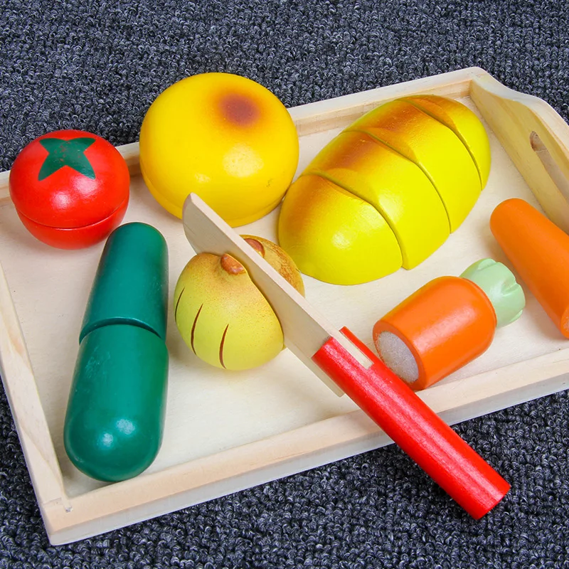 Деревянные магнитные игрушки для кухни имитация фруктов и овощей детские милые