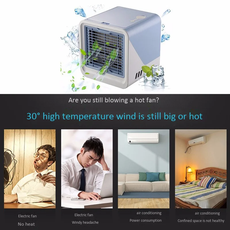 

New Mini USB Air Cooler Portable Air Conditioner Humidifier Purifier Desktop Air Cooling Fan Air Cooler Fan for office Dropship