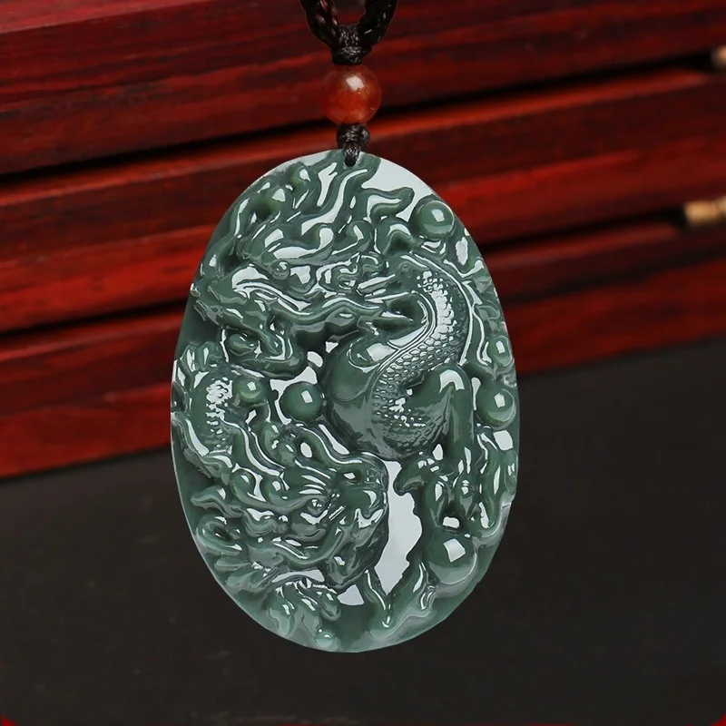 Сертификат натуральный Нефритовый дракон кулон ожерелье Шарм ювелирные изделия