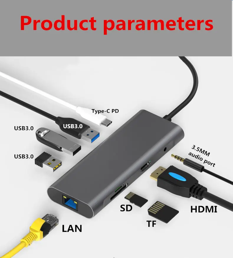 Концентратор type C USB 3,0 с HDMI RJ45 PD зарядка SD TF кардридер USB-C концентратор type-C Plitter для Macbook Pro Аксессуары для ноутбуков - Цвет: combination 4