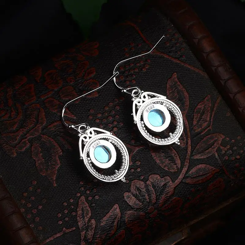 New Ethnic Bohemia Dangle Drop Moonstone Earrings For Women Tibetan Rhod Earring Vintage Earings Fashion Jewelry Party Gifts | Украшения и