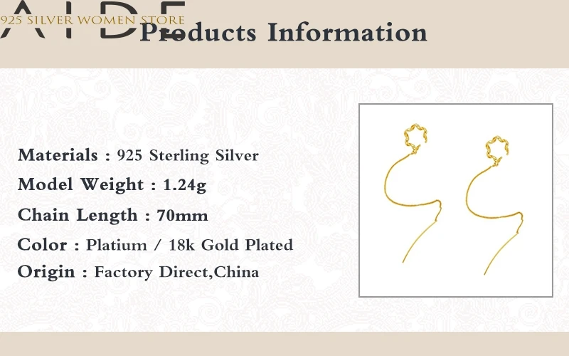 

AIDE 2020 Trend Earrings Silver 925 Star Chain Jewelry Earrings Dangle Girl Earring Ear Piercing Natural Style Ear Cuff #1.1