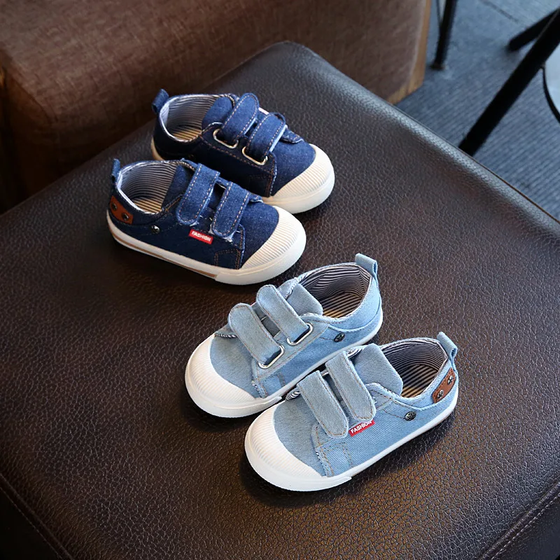 

2021 men women middle small children denim canvas shoes rivet solid color single shoes Korean casual shoes