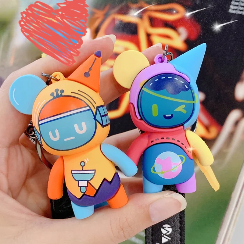 

New Dazzle Graffiti 3D Handmade Bear Keychain Bag Decorative Pendant Car Key Accessories Keyring Trend Gift for Man Women Friend