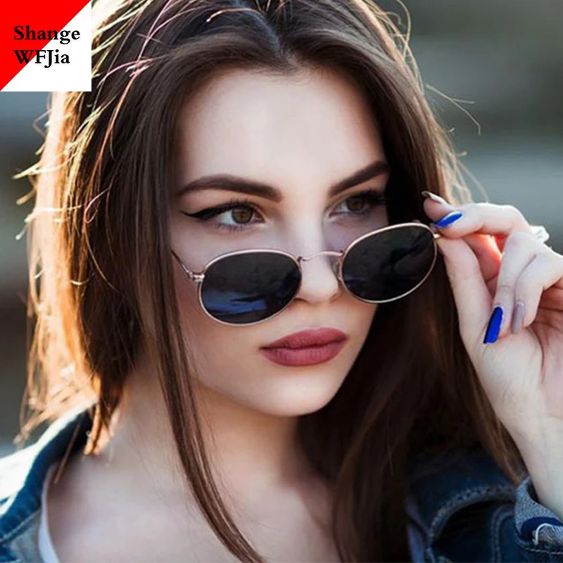 Очки солнцезащитные унисекс в металлической оправе с цветными линзами|Женские