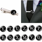 Мужской зажим для галстука с 26 буквами, стеклянный купол, простой Регулируемый зажим, ювелирные изделия, модные аксессуары, зажим для галстука для джентльмена, подарок