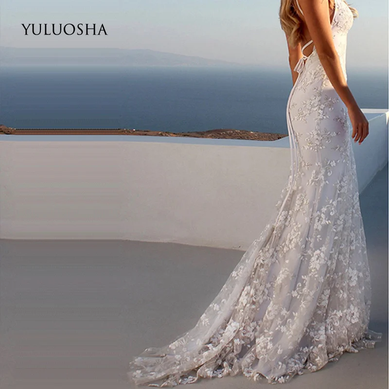 YULUOSHA сексуальные платья с v-образным вырезом на тонких бретельках открытой