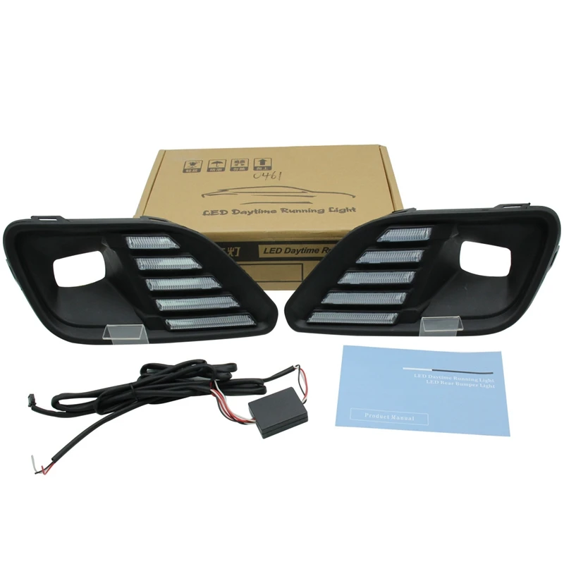 

2Pcs for 2019 Jeep Free Light Mustang with Yellow and Blue Three-Color Daytime Running Lights