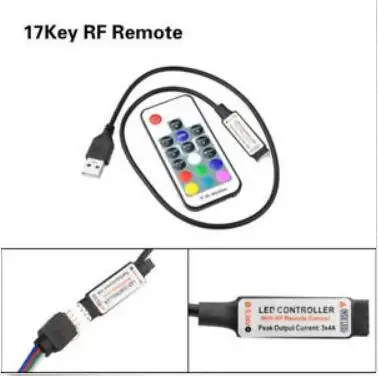 Bluetooth 4,0 5V USB RGB RF IR Музыка Пульт дистанционного управления Wifi для RGB 3528 5050 smd Светодиодная лента освещение ТВ ПОДСВЕТКА DC 5V - Цвет: 17key RF remote
