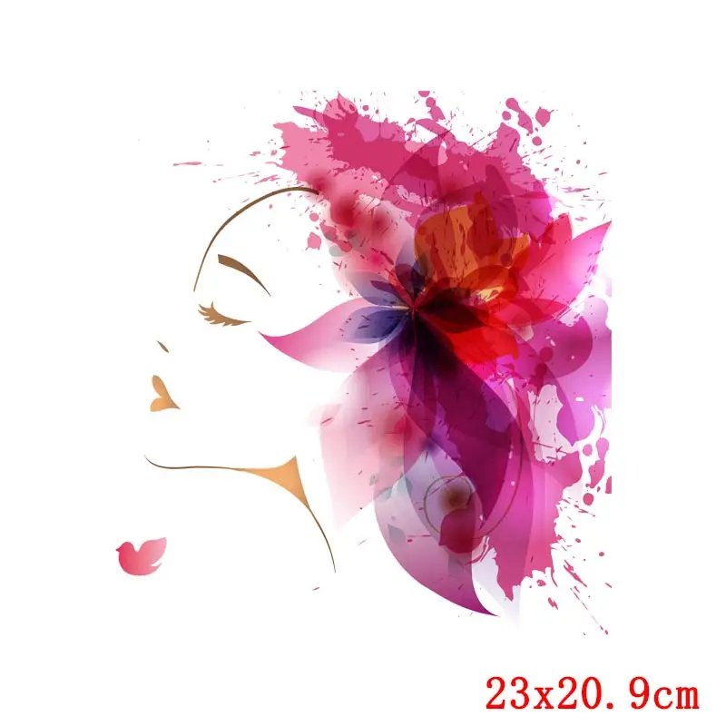 

Fashion Girl Heat Thermal Transfer For Clothes T-shirt Cartoon Applique Iron-on Transfers For Clothing Stickers Iron On Patches