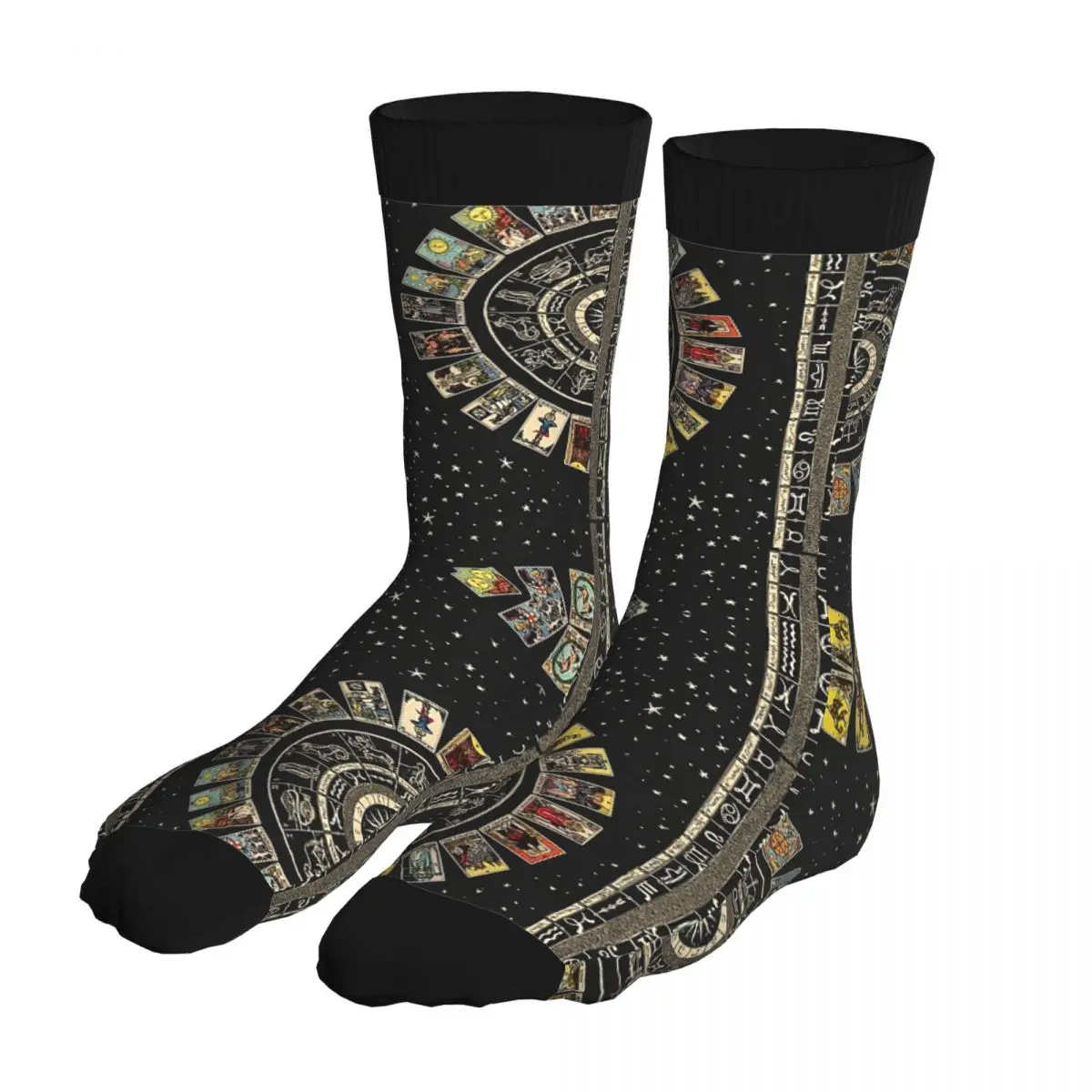 

Wheel Of The Zodiac Astrology Chart The Major Arcana Tarot Thick Contrast Color Socks For Men 5% Spandex Socks Winter Gift Idea