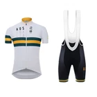 Комплекты австралийских велосипедных Джерси, одежда для велокоманды, одежда для велоспорта, Мужская одежда для велоспорта, белые шорты с нагрудником, быстросохнущие велосипедные костюмы