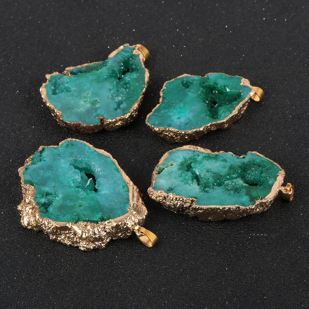 30-50 м натуральный камень неправильный зеленый кварц геодезический кластер Кулон