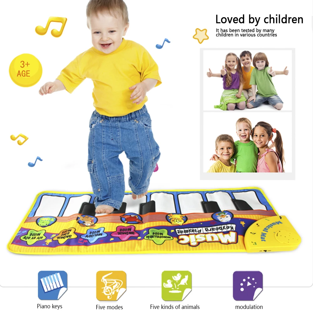 

Musical Mat with Animal Voice Baby Piano Playing Carpet Game Instrument Toys Early Educational Play Blanket Carpet for Kid