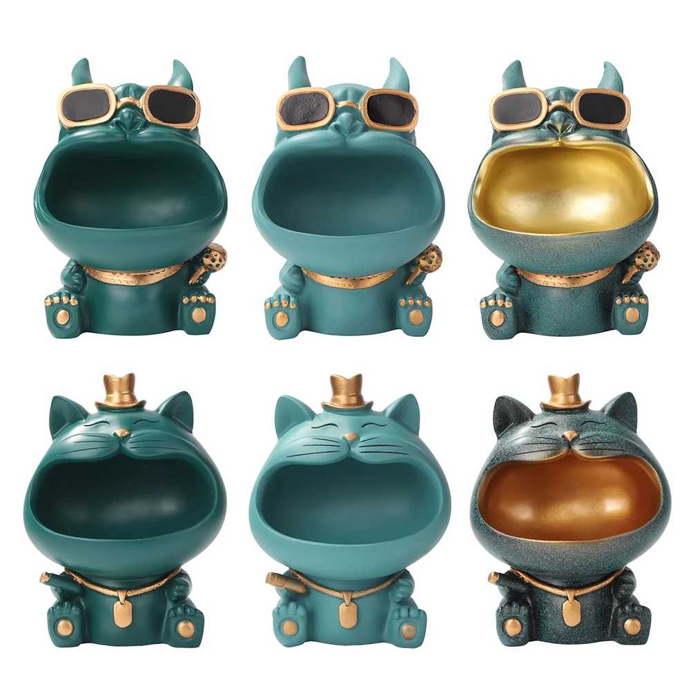 

Корзина для хранения ключей и конфет, декоративные поделки, статуи из смолы для собак и кошек, домашний декор, коробка для хранения с большим...