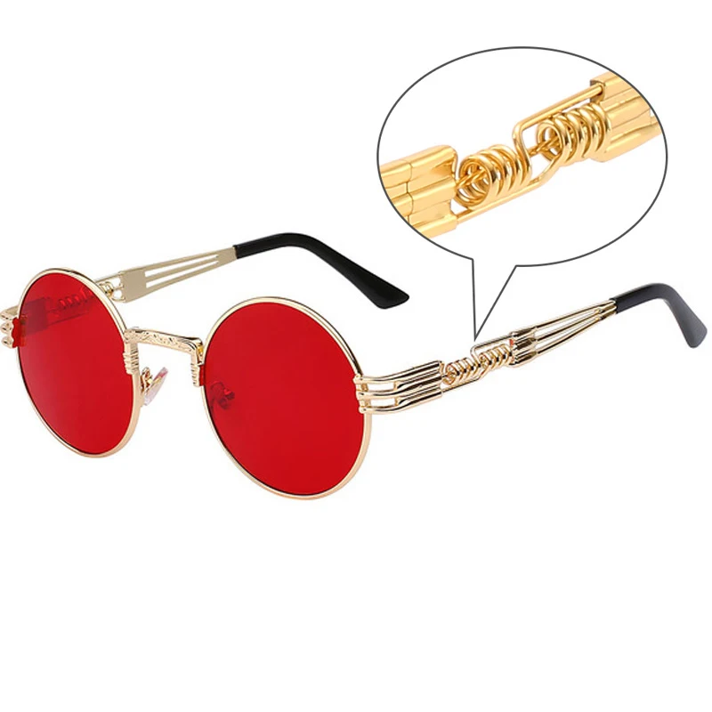 

Gafas de sol redondas Steampunk para hombre y mujer, lentes de Metal de diseno Vintage de marca, alta calidad, UV400