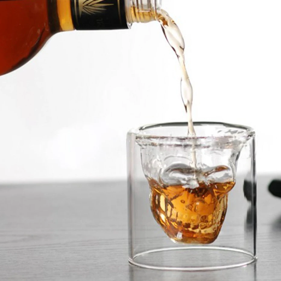 

KHGDNOR Skull Glass Shot Whisky Wine Crystal Bottle Cups 25ml 75ml 150ml 250ml Transparent Wine Drinking Cups