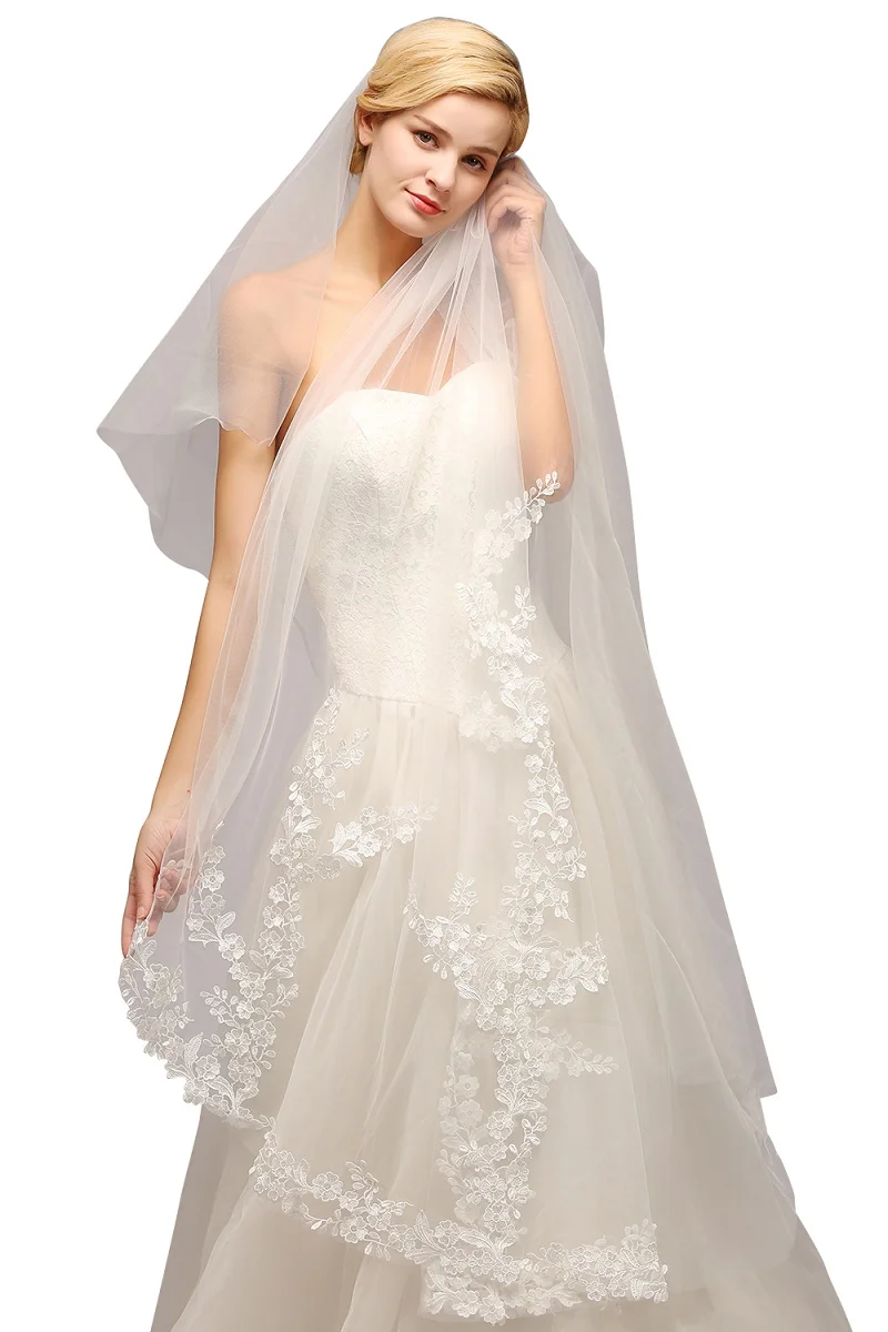 Свадебная вуаль цвета слоновой кости белая Соборная длина 3 м двухслойная