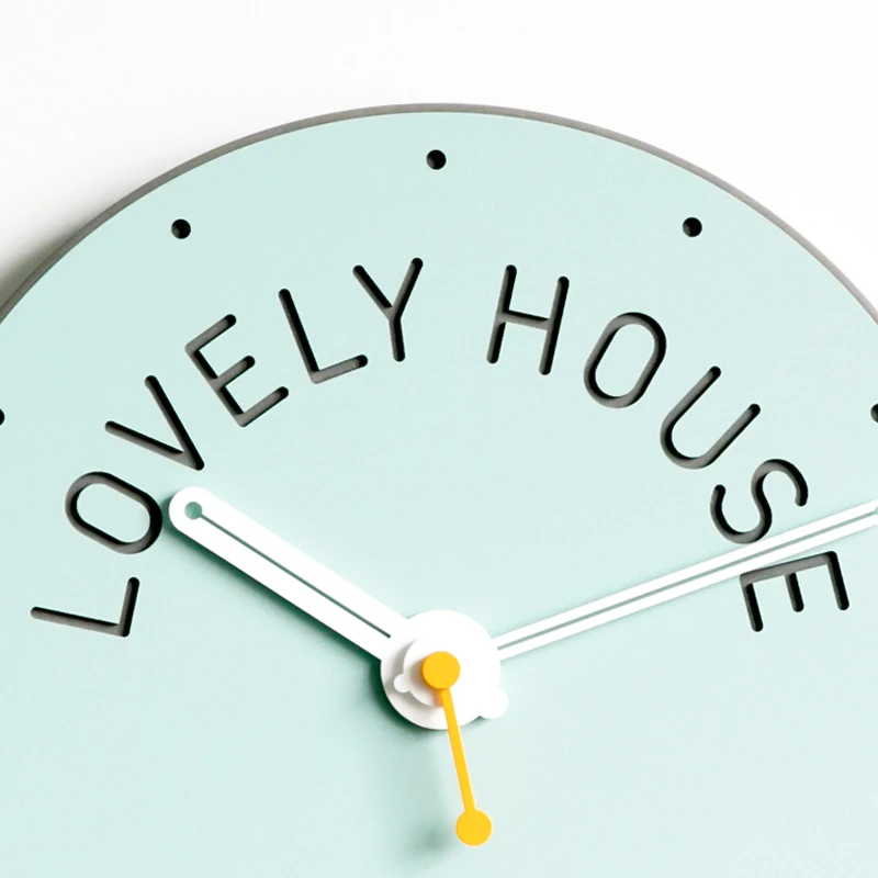 Скандинавские синие деревянные настенные часы для гостиной спальни домашнего