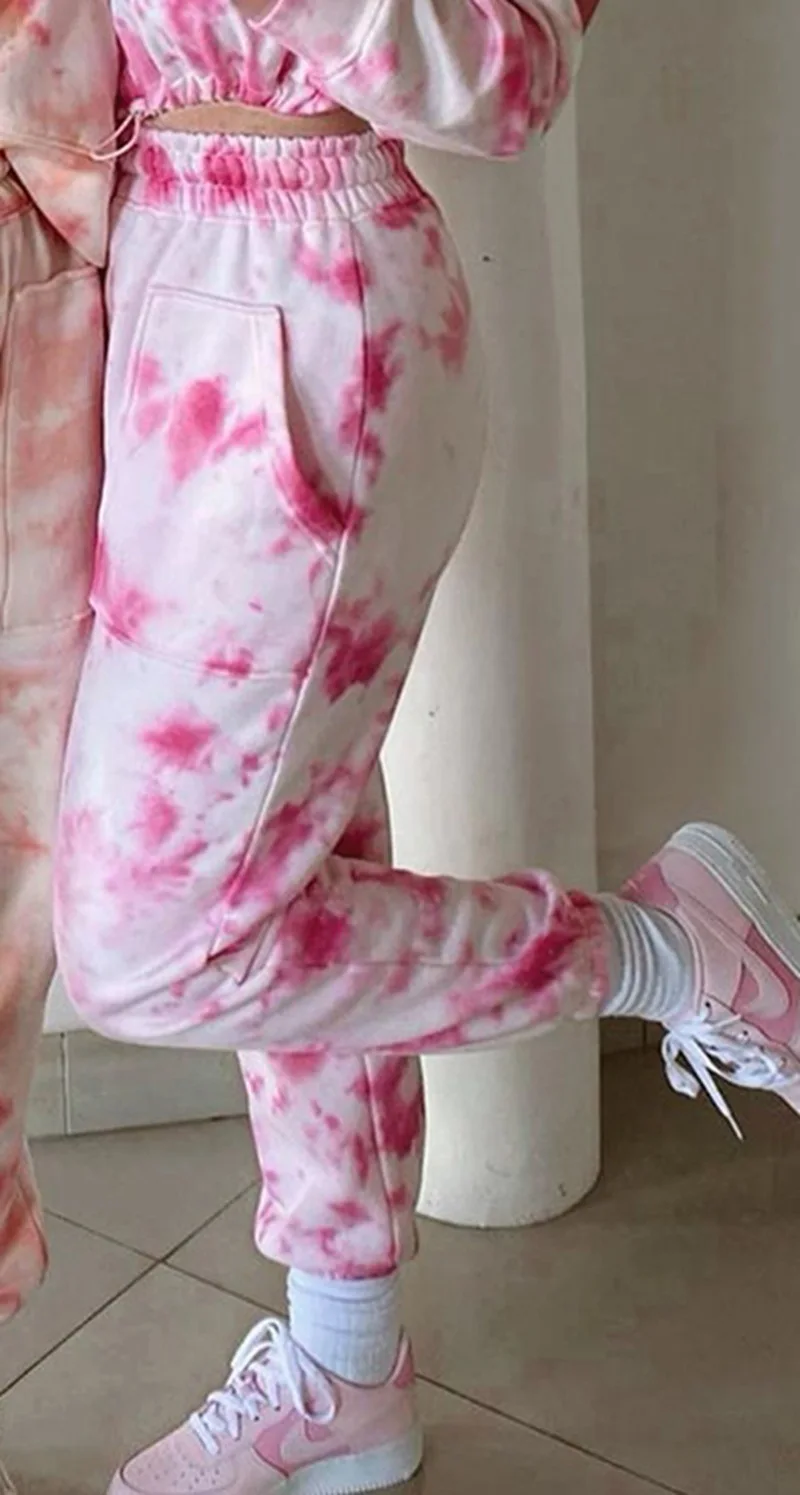 

Women Loose Sweatpants Trousers Female Pants Tie Dye Print Joggers High Waist Baggy Pockets Casual Streetwear Clothes Summer