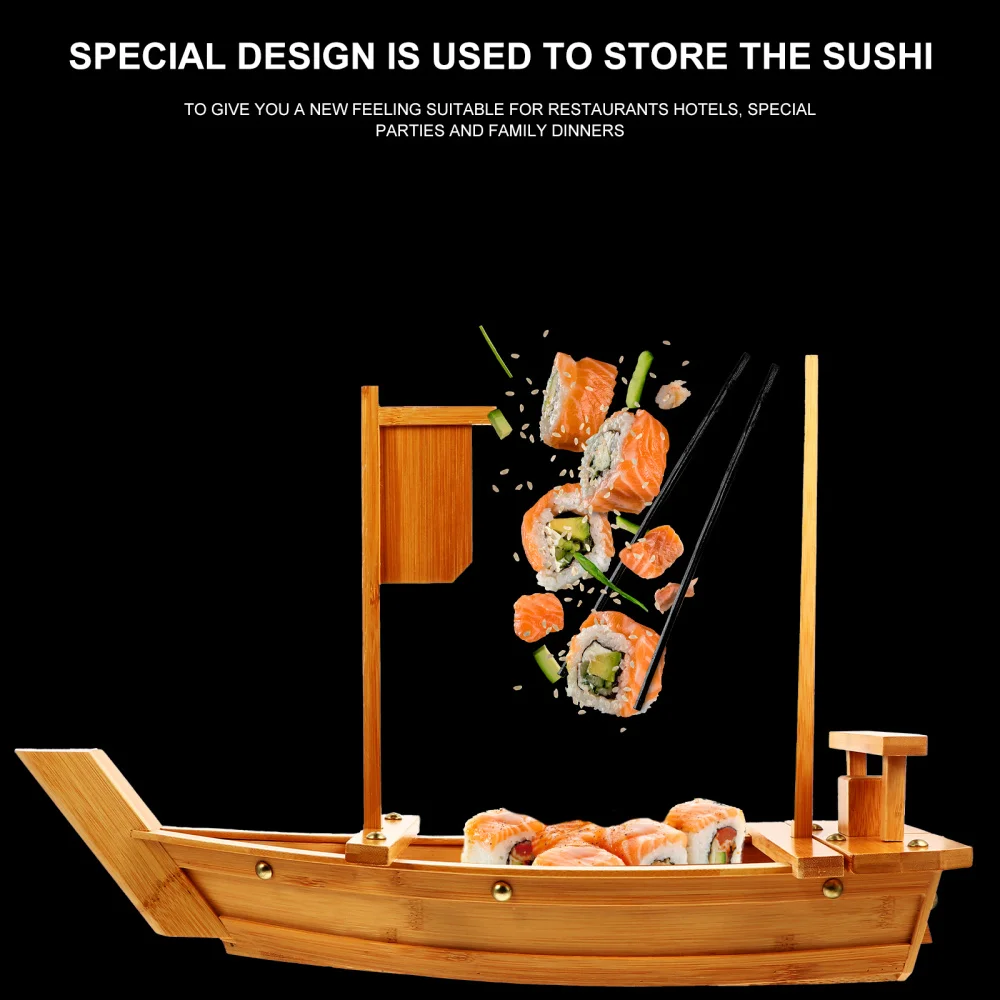 

Bamboo Sushi Boat Sashimi Appetizer Sushi Plate Boat Shaped Food Serving Plates