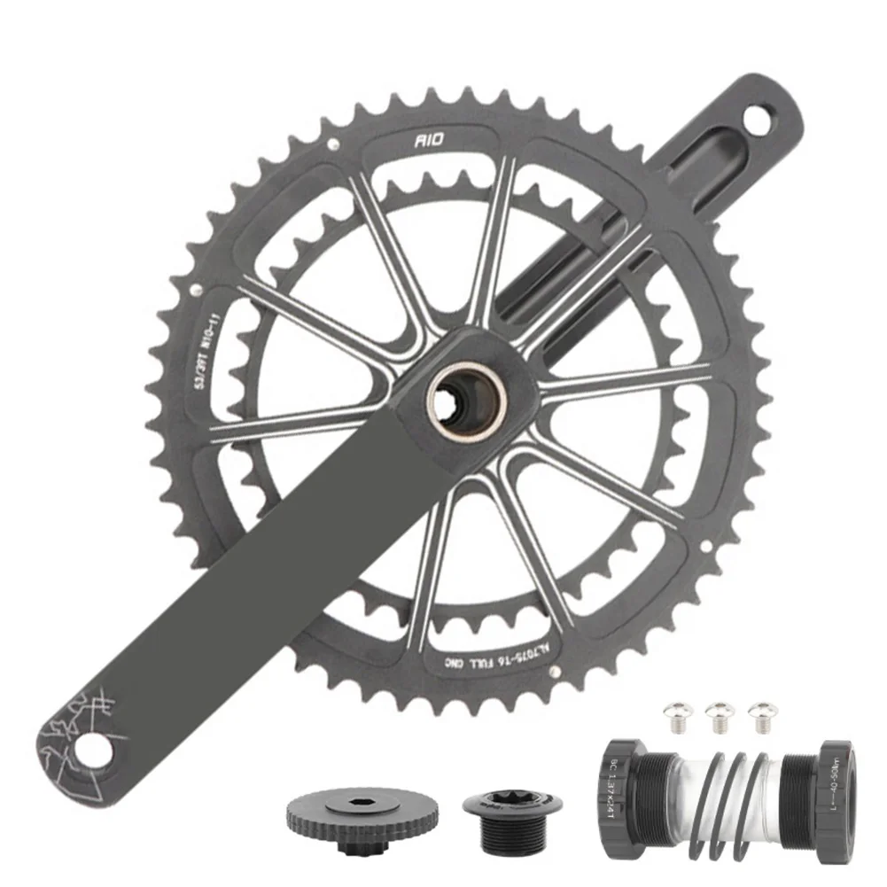 

Bike Hollow Direct Mount Crankset with Bottom Bracket 170mm Aluminum Alloy Double Chainring Crank for Road/Mountain/Folding Bike