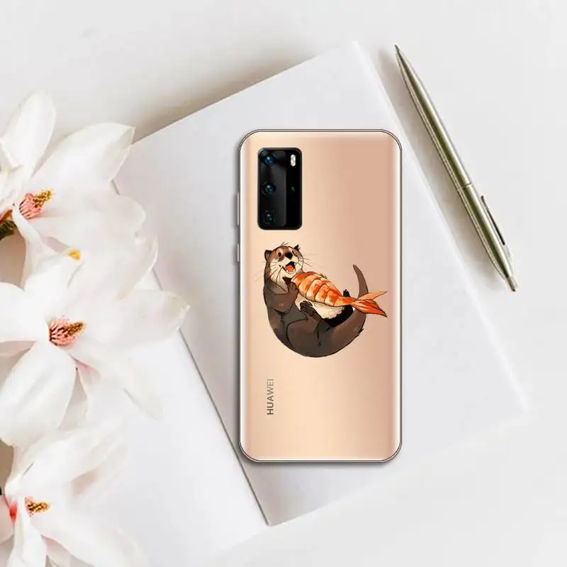 

Cartoon otter Cartoons Phone Case Transparent for huawei honor P 40 30 20 lite Pro 10 i 8 9 x p smart 2019