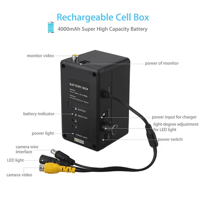 Обновленная аккумуляторная батарея 12V 4000mah для подводной рыболовной камеры 9 дюймов или 7 дюймов