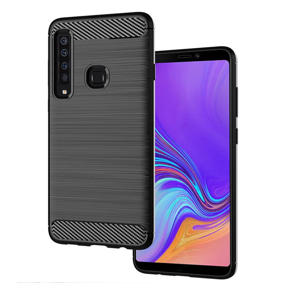 Чехол для Samsung Galaxy A9 2018 A9s силиконовый бампер из ТПУ противоударный карбоновый