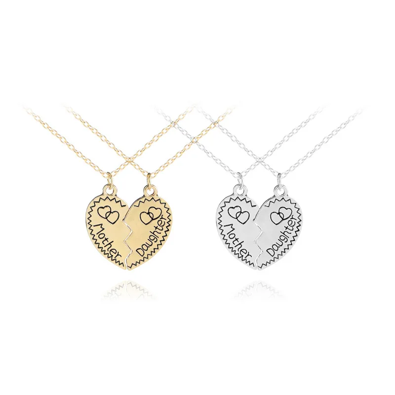 

Parent Child Heart Shape Necklace"Mother&Daughter"Letter Pendant Necklace Thanksgiving For Mother The Best Gifts