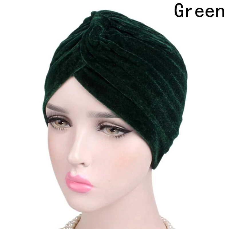 

2018 New Style Fashion Women Casual Double Stretch Velvet Turban Head wrap Turbante Hat Women Headwear