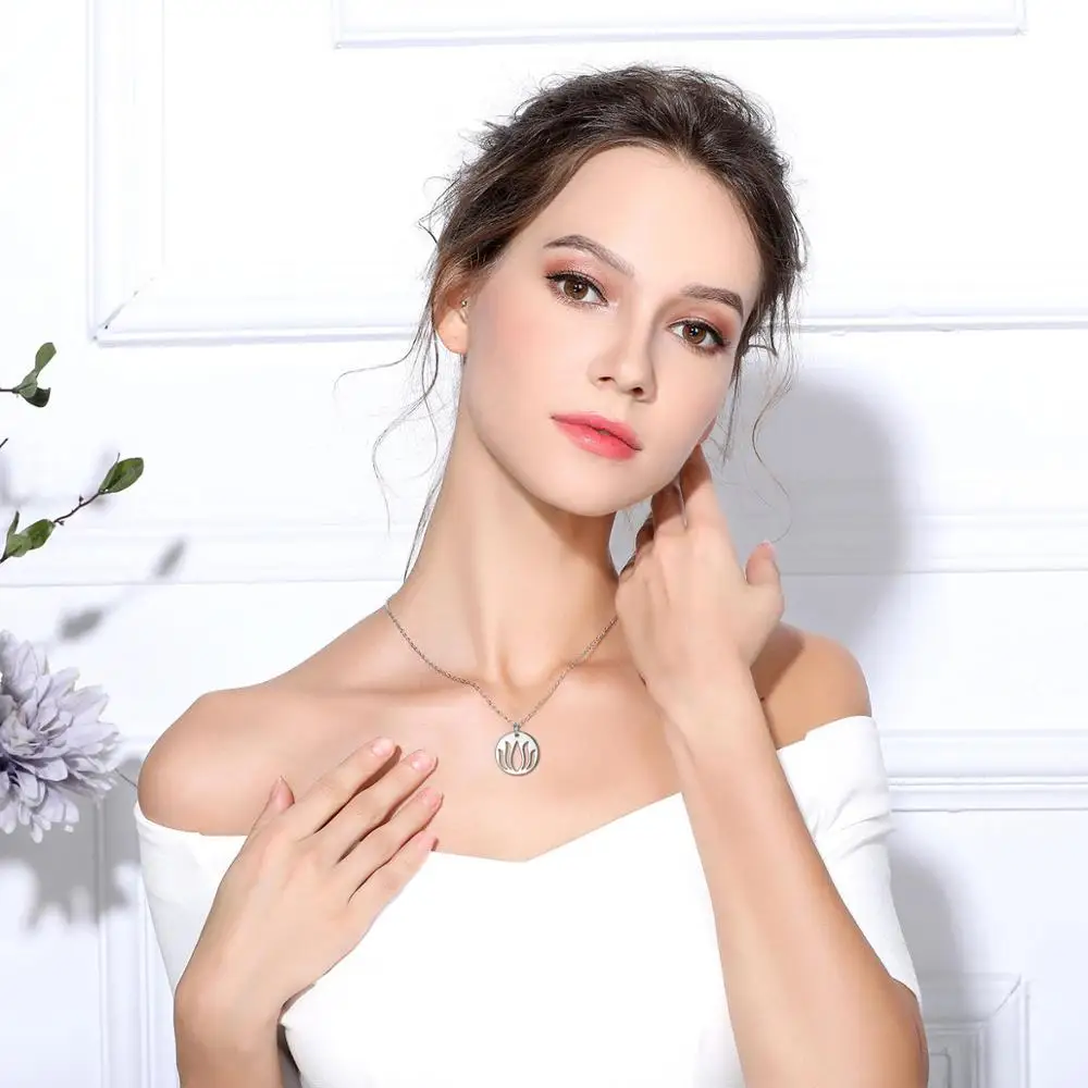 

Eudora 925 Sterling Silver Buddhist Elements Lotus Flower Necklaces Yoga Lotus Hollow Necklace For Women fine jewelry CYD403