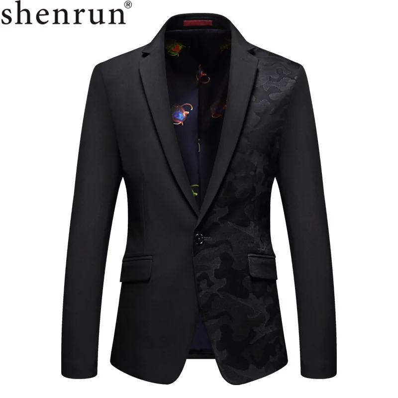 Мужская повседневная приталенная куртка Shenrun черный пиджак жениха певец и