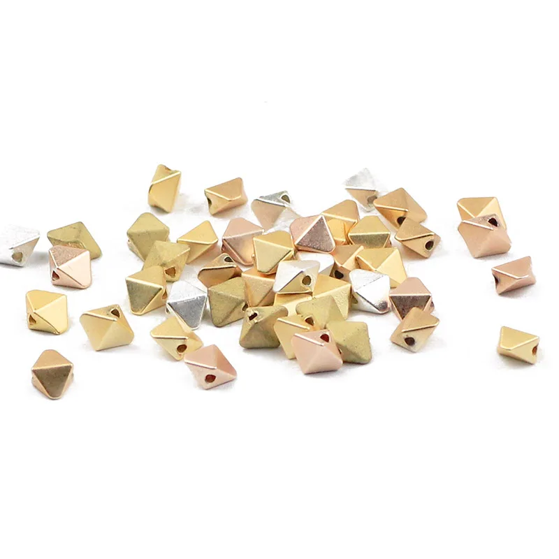 

BTFBES Cone Silver RoseGold Hematite beads Rhombus Natural stone 6*4.5mm 88Pcs Spacer Loose bead for Jewelry Bracelet Making DIY