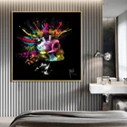 Граффити искусство череп холст живопись на стену художественные плакаты Печать красочные обои для гостиной дома Настенный декор