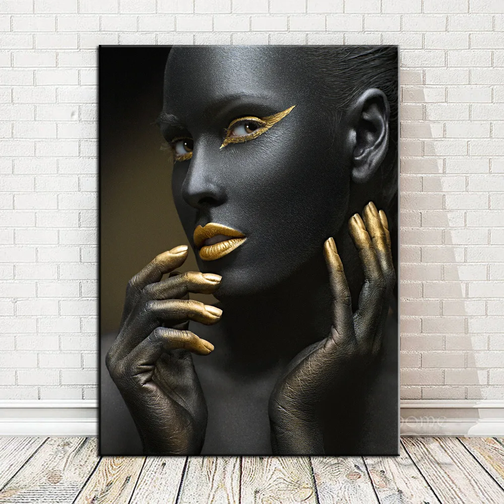 Африканская художественная черно Золотая Женская картина маслом на холсте
