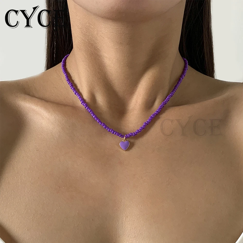

CYCE Trend Bohemian Colorful Rice Beads Strand Necklaces For Women Handmade Nectarine Heart Chokers Necklace Jewelry Accessories